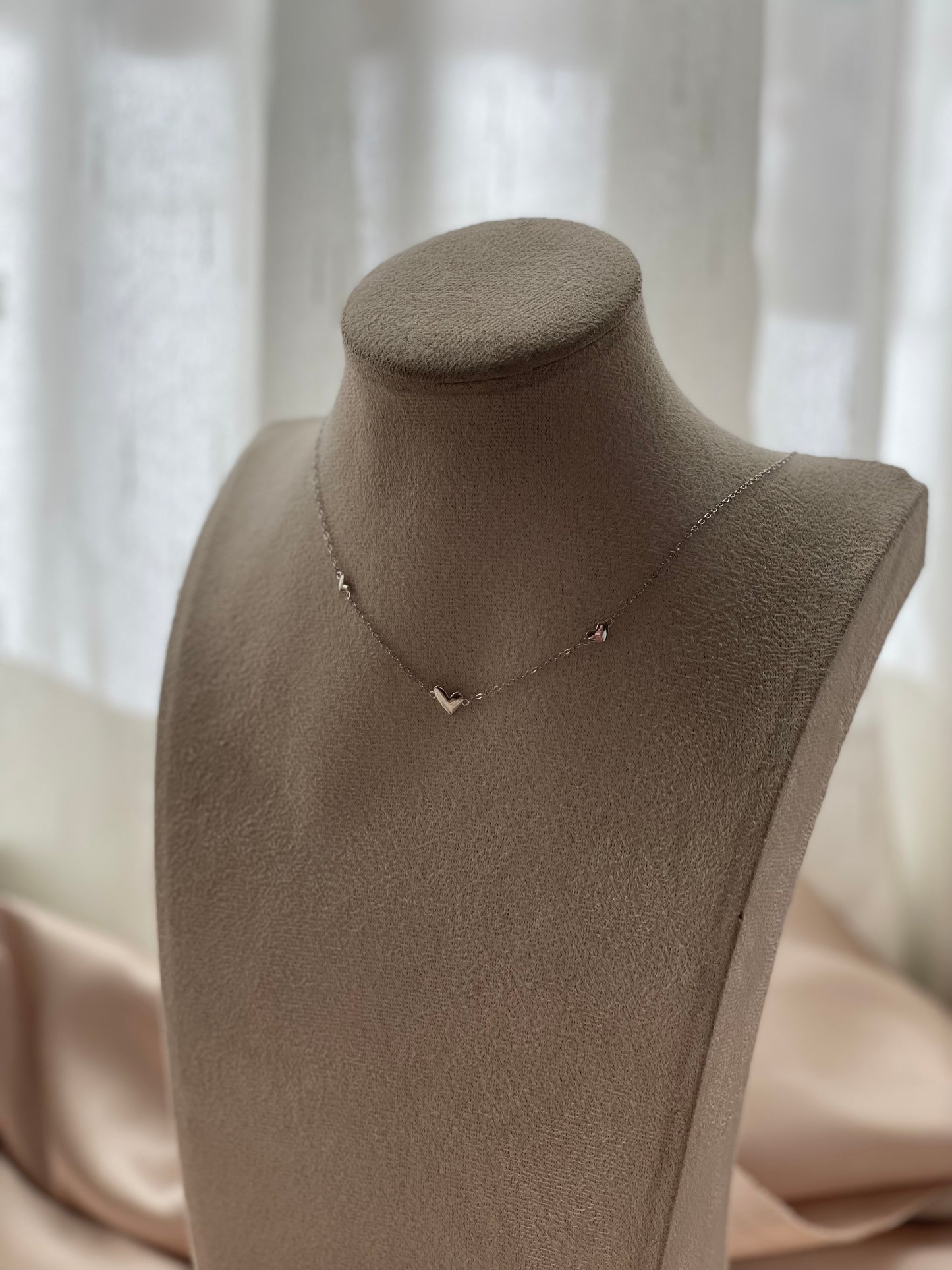 Silver Three Hearts Necklace