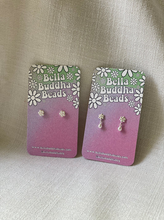 Silver Flower Studs
