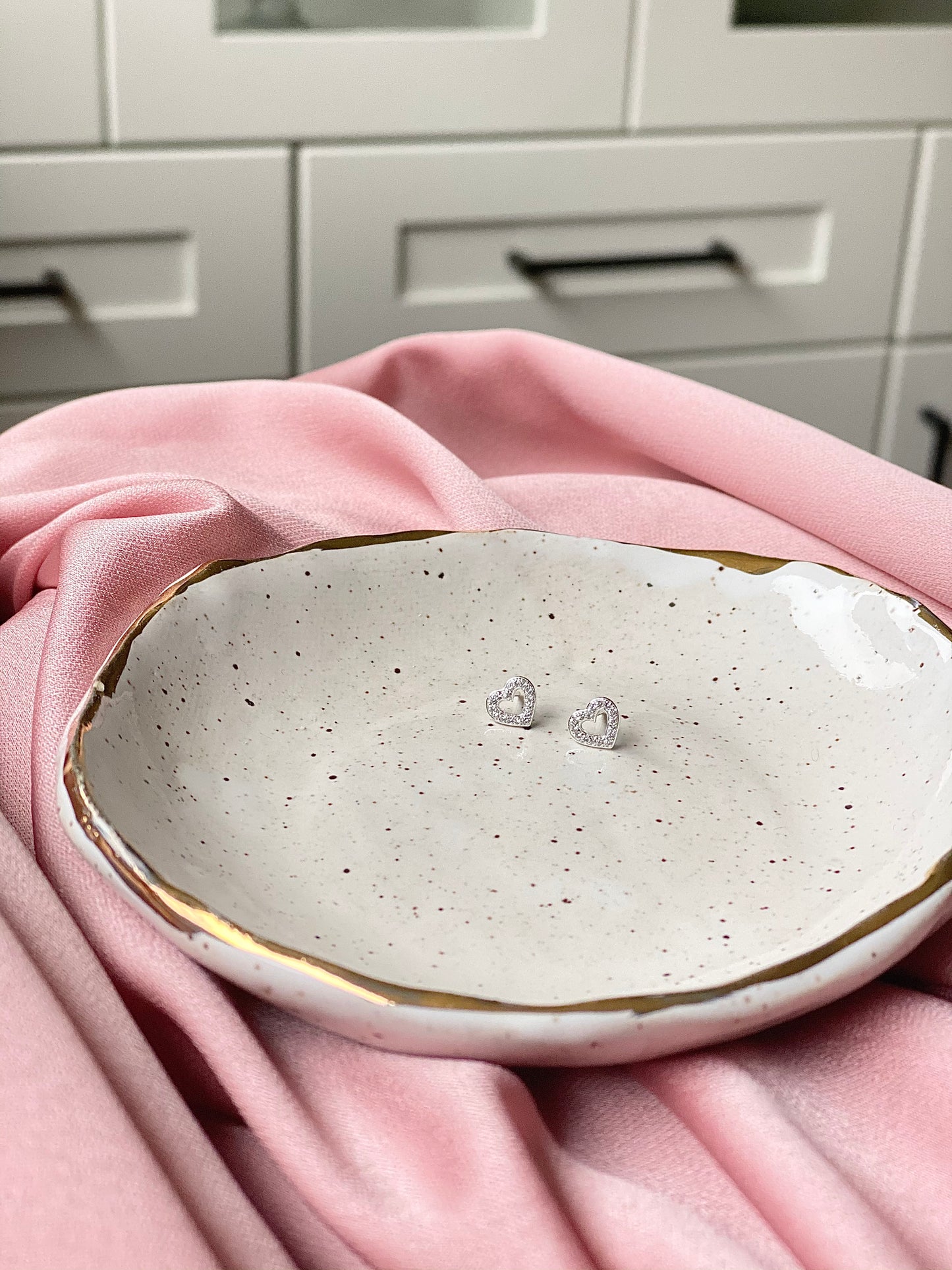 Silver Crystal Heart Earrings