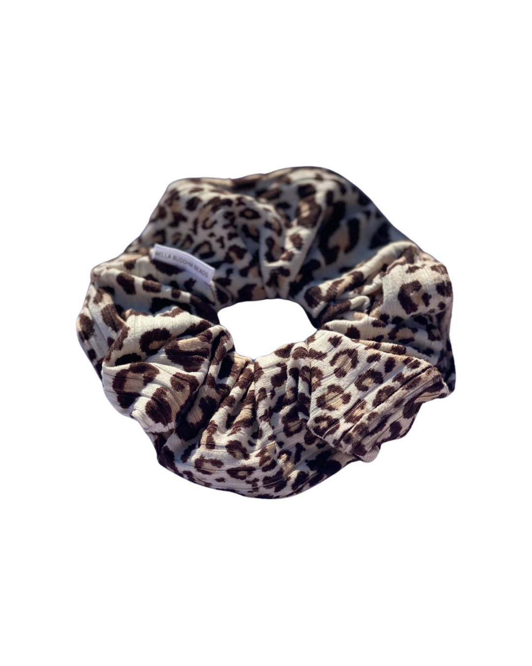 Mocha Leopard Ribbed Scrunchie