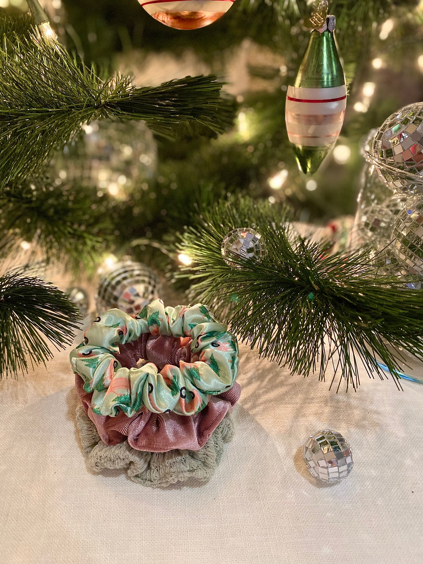 Christmas Truck with Tree Mini Scrunchie Ornament Set