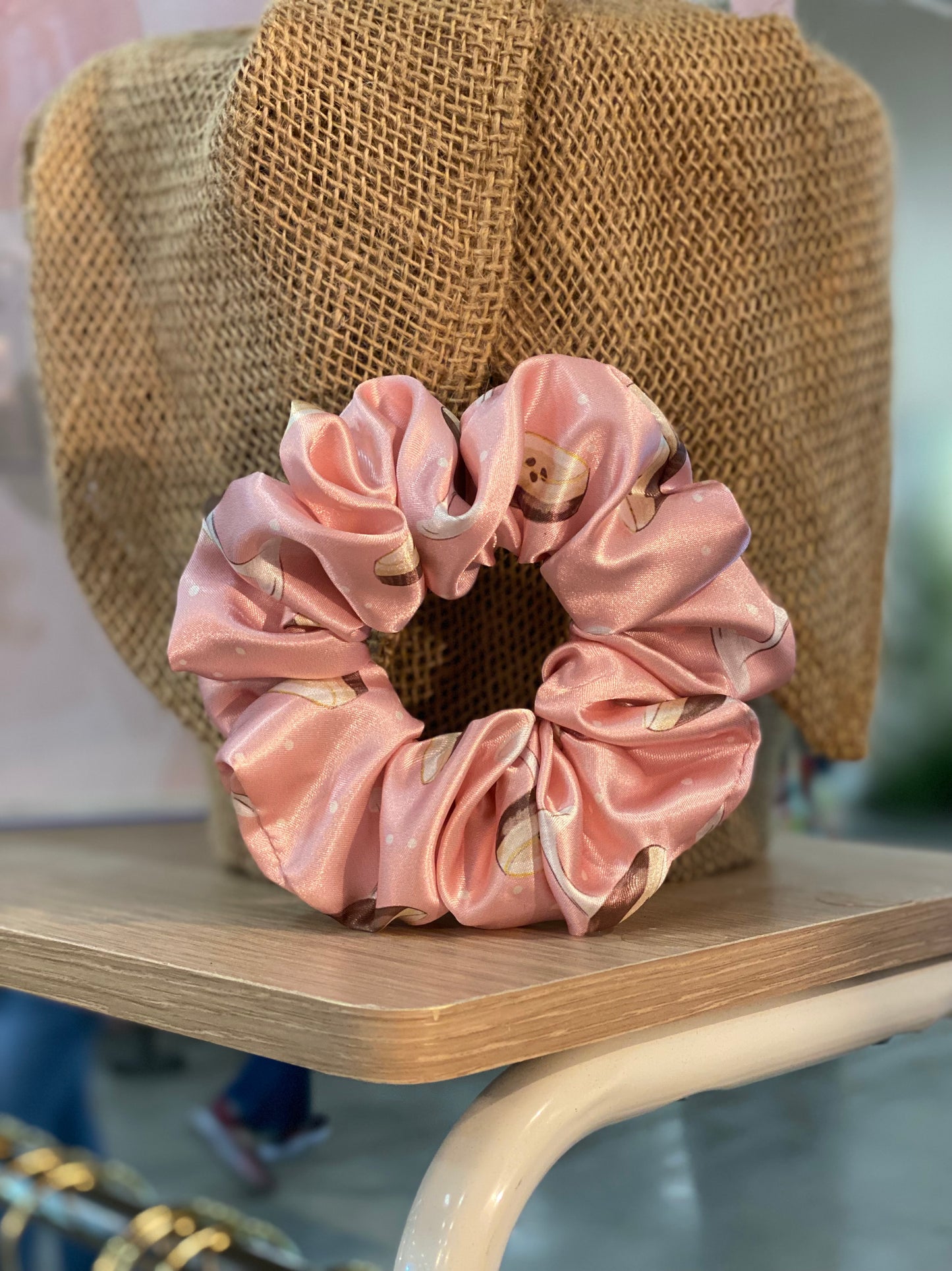 Pink Espresso Martini Satin Scrunchie