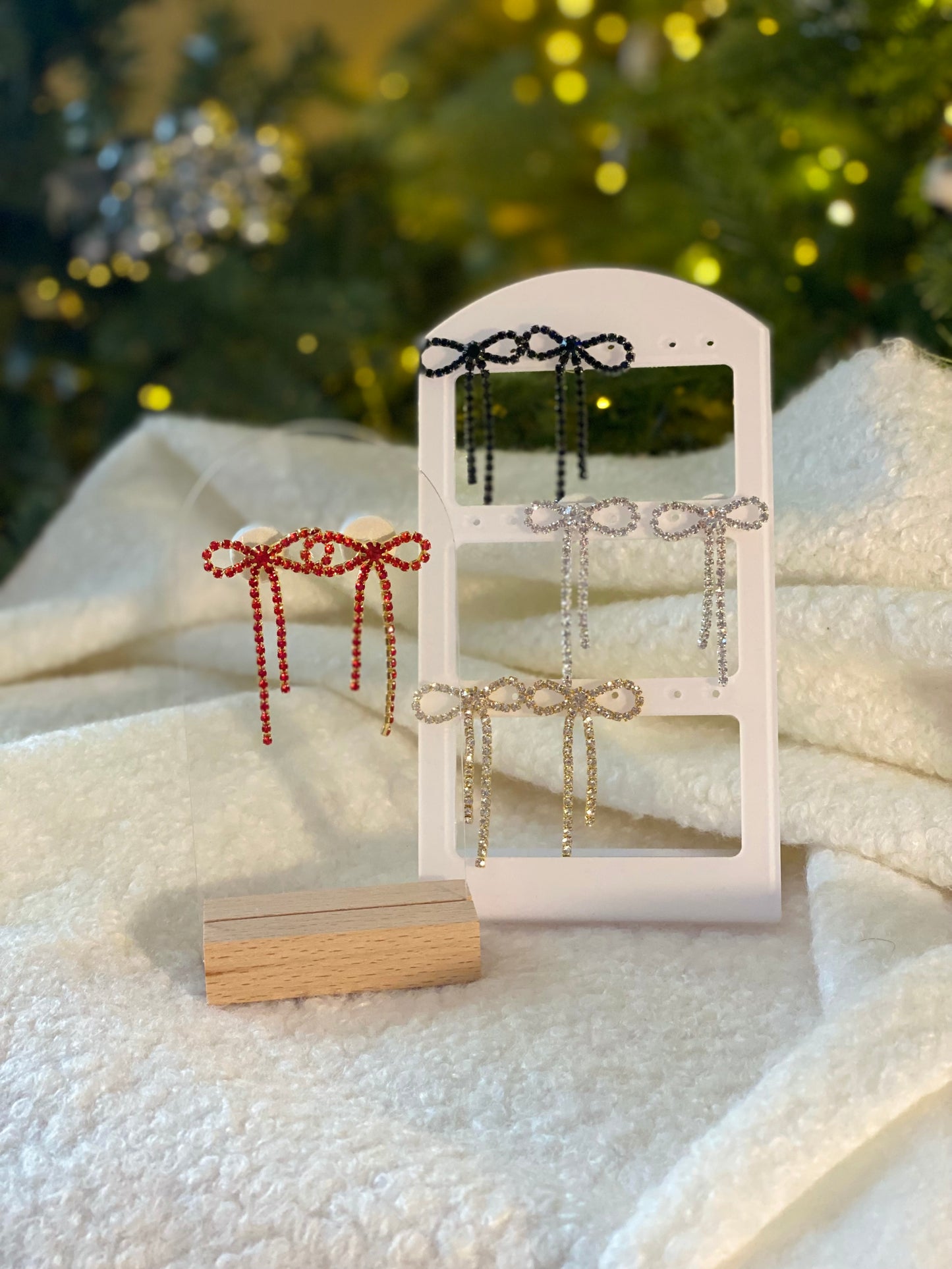 Rhinestone Bow Earrings