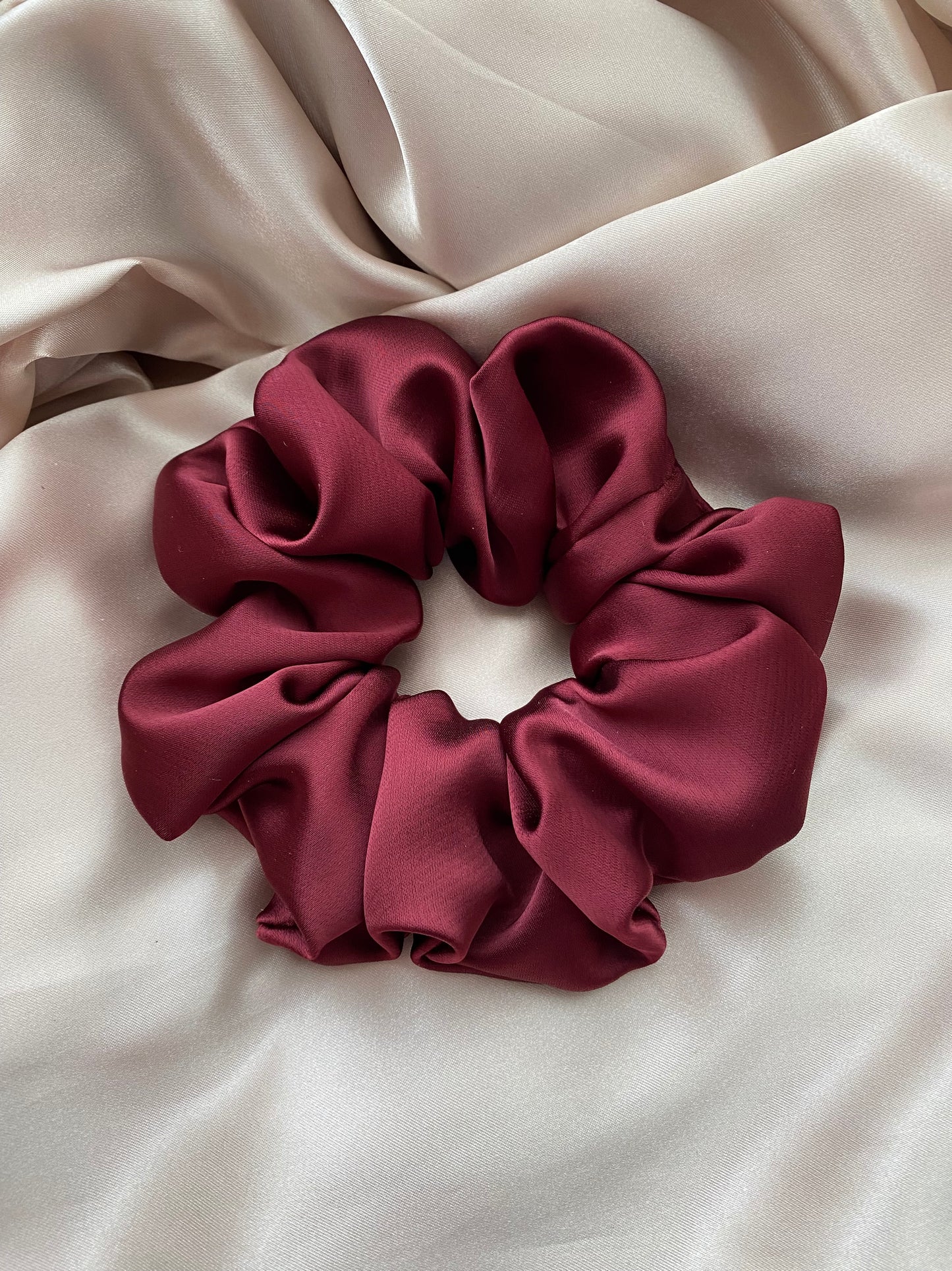 Burgundy Satin Scrunchie