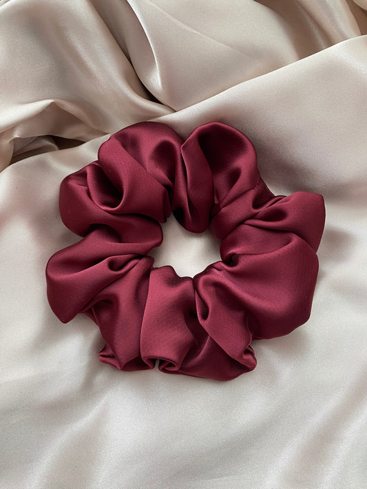 Burgundy Satin Scrunchie
