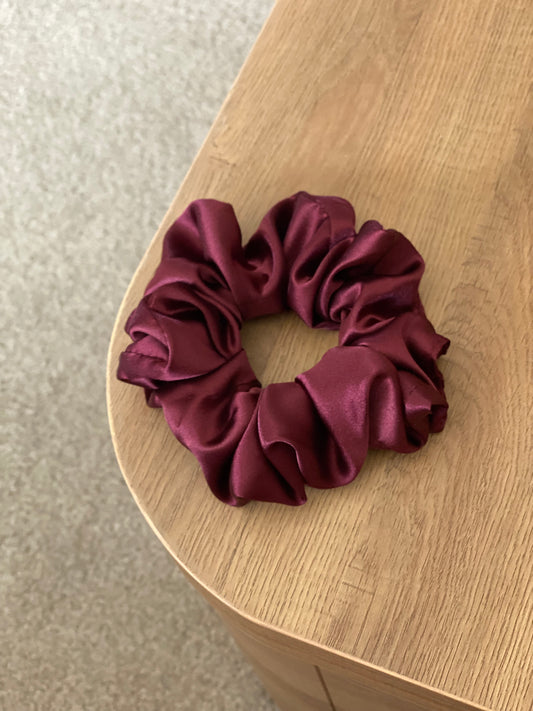 Burgundy Satin Scrunchie