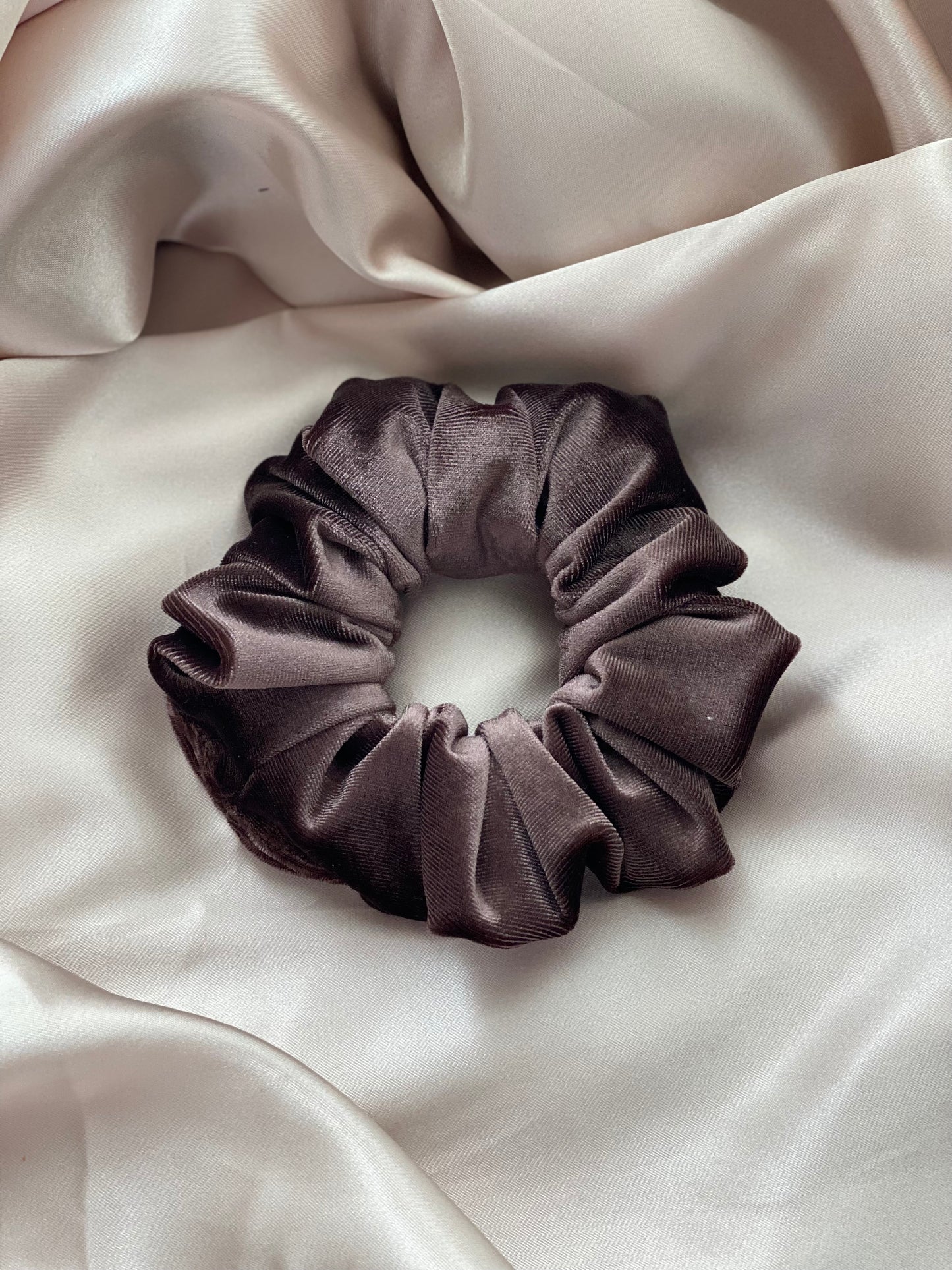 Mauve Brown Velvet Scrunchie