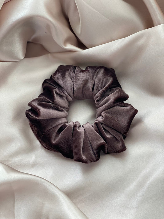 Mauve Brown Velvet Scrunchie