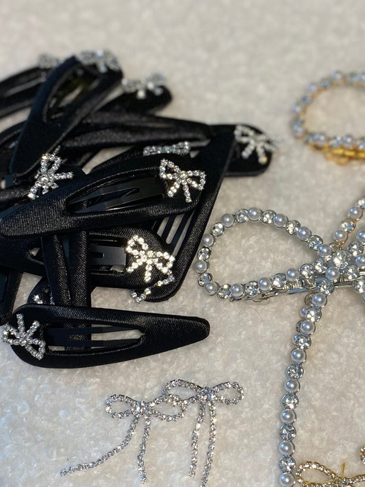 Black Rhinestone Clips