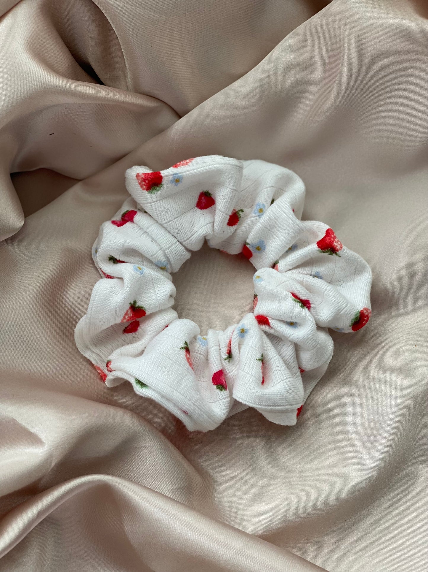 Strawberry Fields White Scrunchie