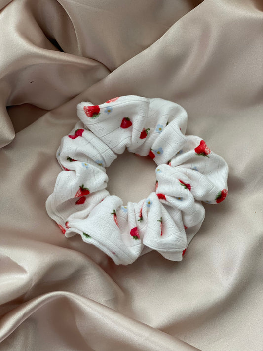 Strawberry Fields White Scrunchie