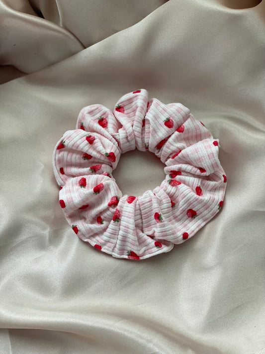 Strawberry Fields Pink Gingham Scrunchie