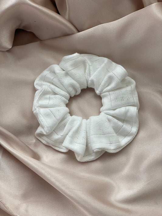 White Pique Scrunchie
