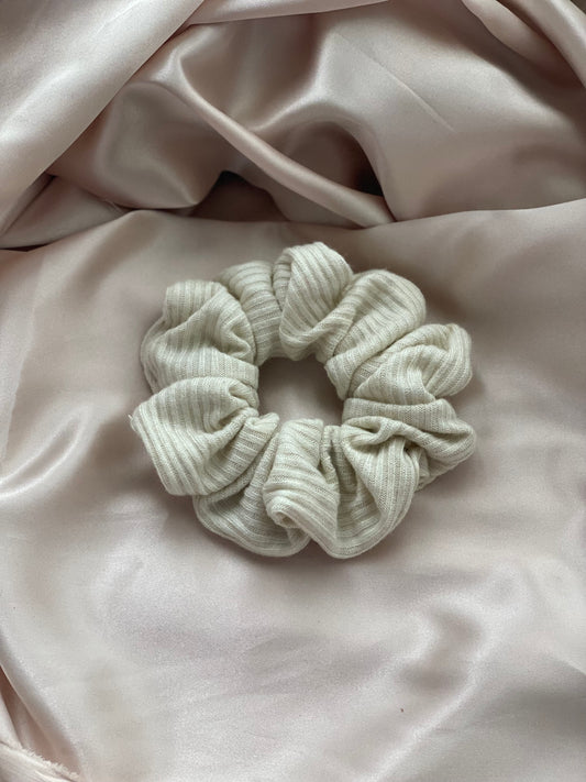 Beige Ribbed Scrunchie
