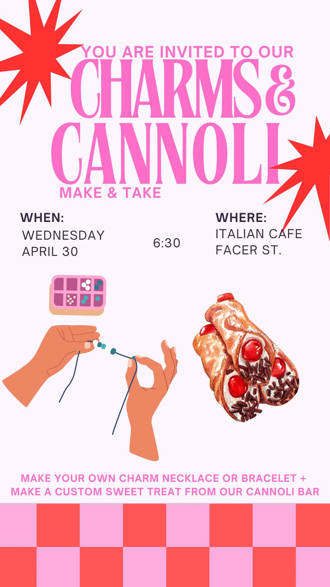 Charms & Cannoli Make and Take April 30