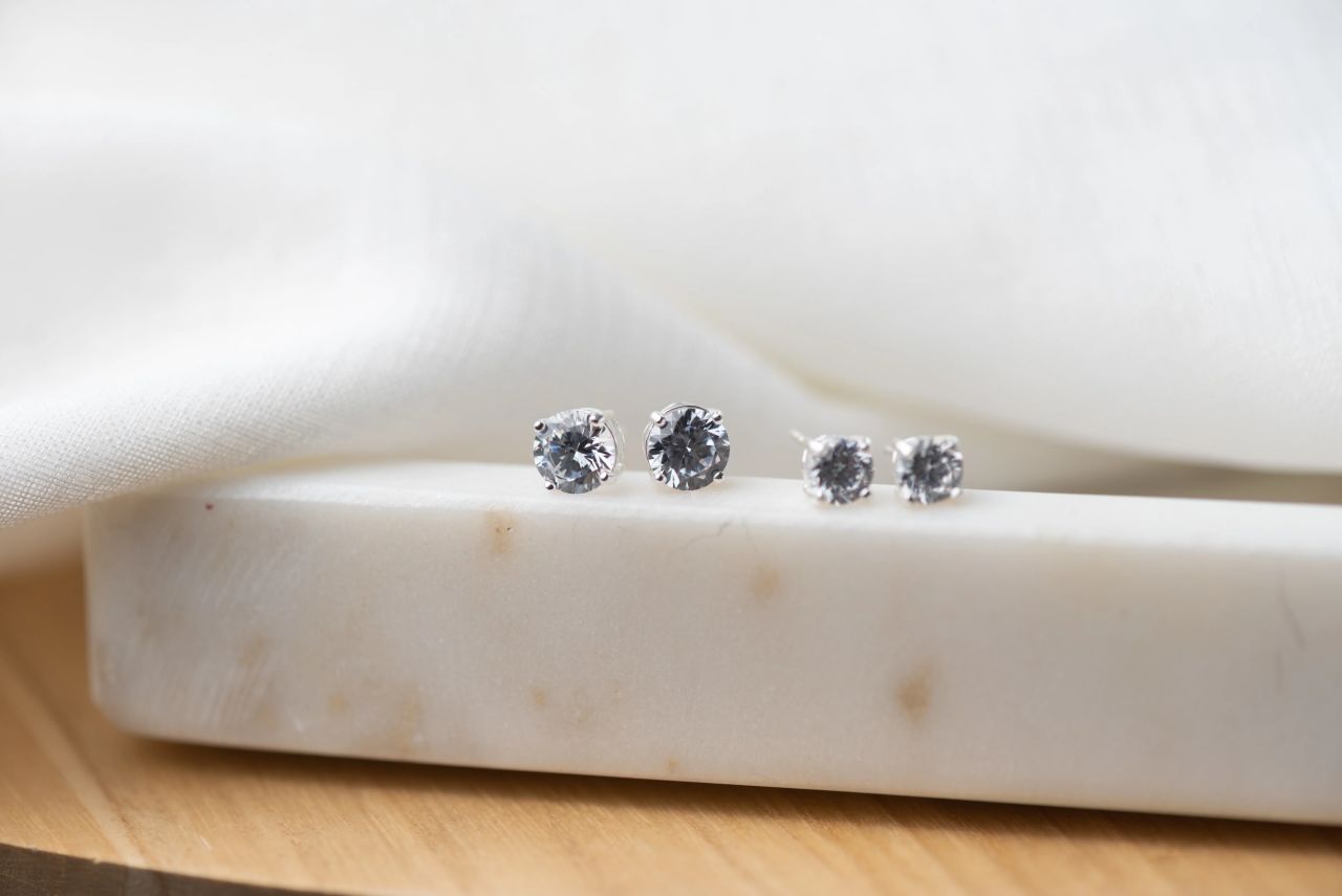 Silver Crystal Studs