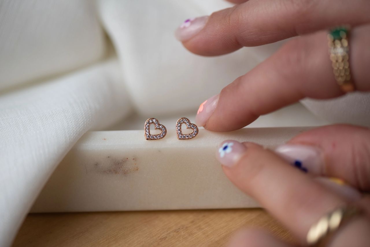 Crystal Heart Studs