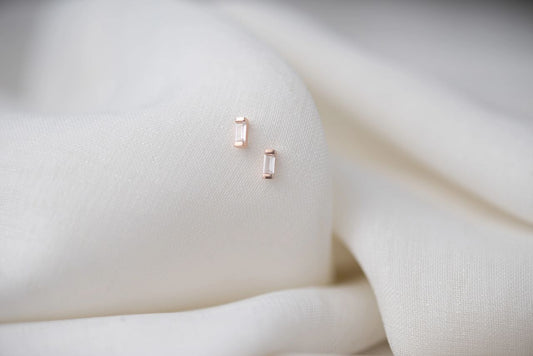 Rose Gold Baguette Studs