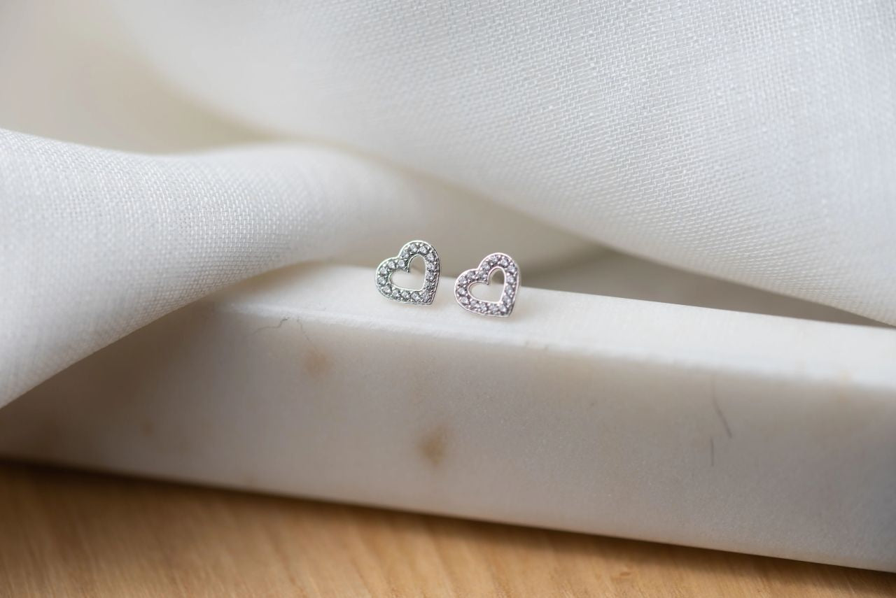 Crystal Heart Studs