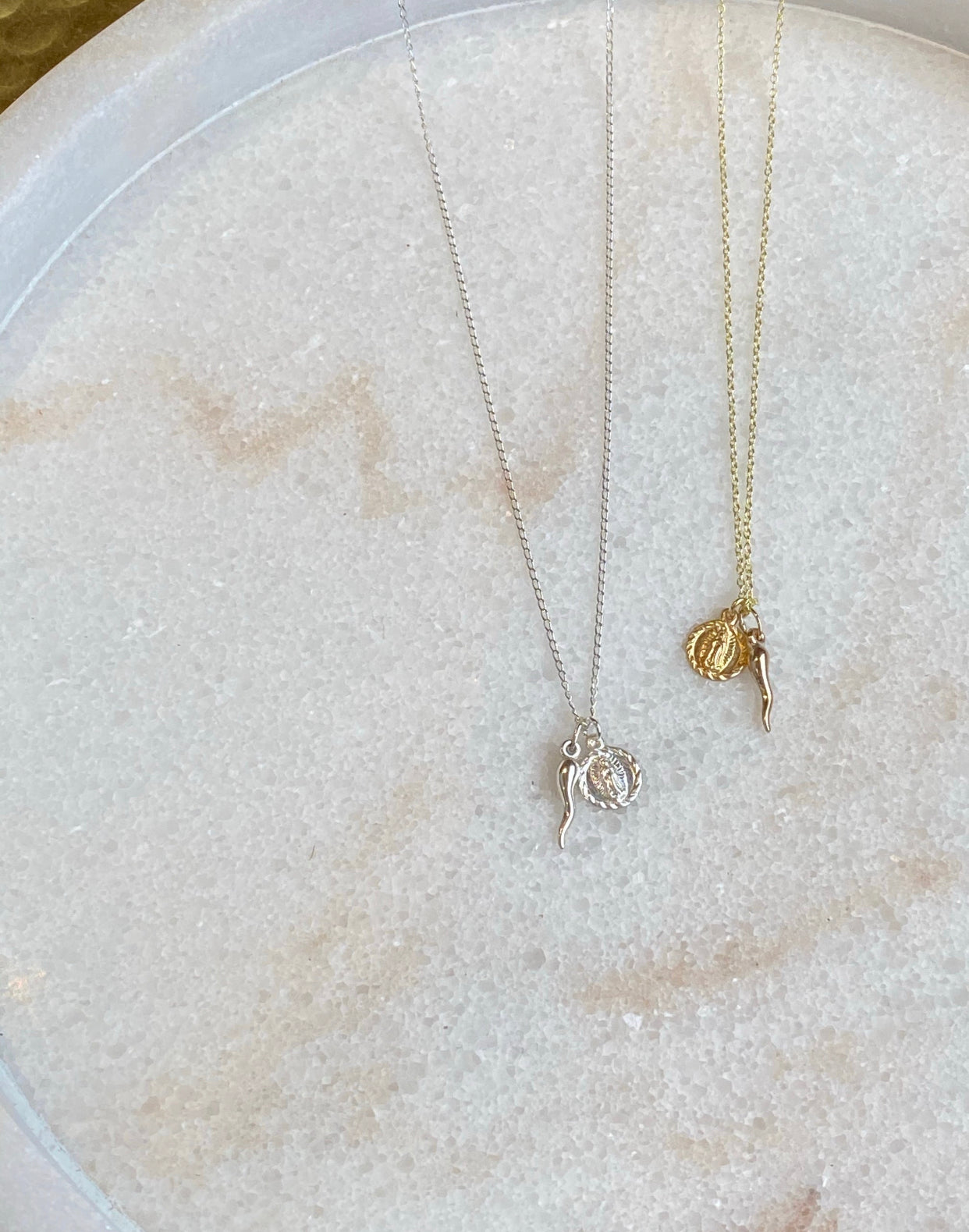 Cornicello + Mini Madonna Necklaces