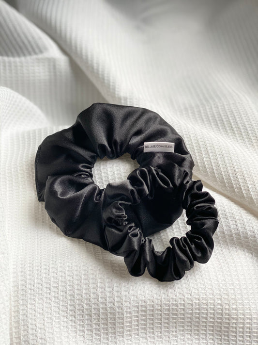 Black Satin Scrunchie Set