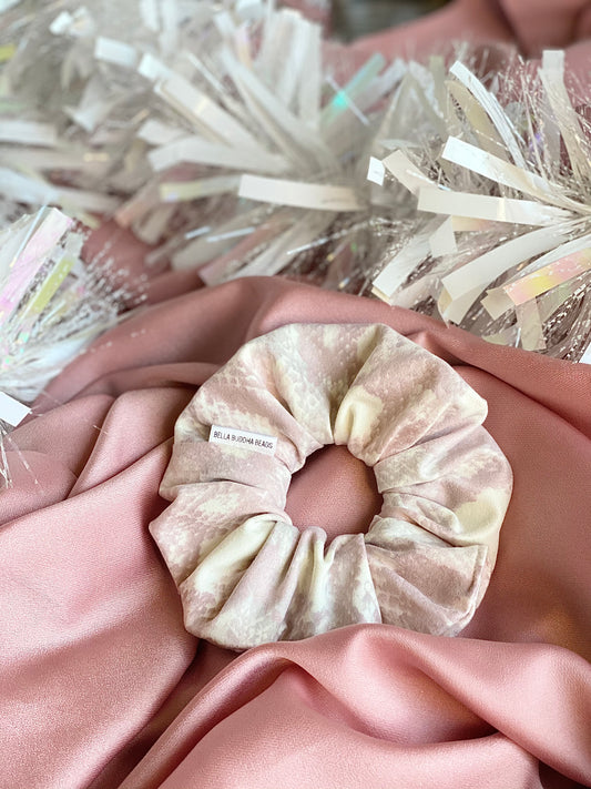 Pink and Cream Snakeskin Scrunchie