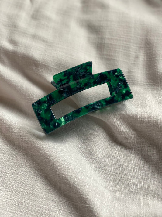 Large Green Fleck Rectangle Clip