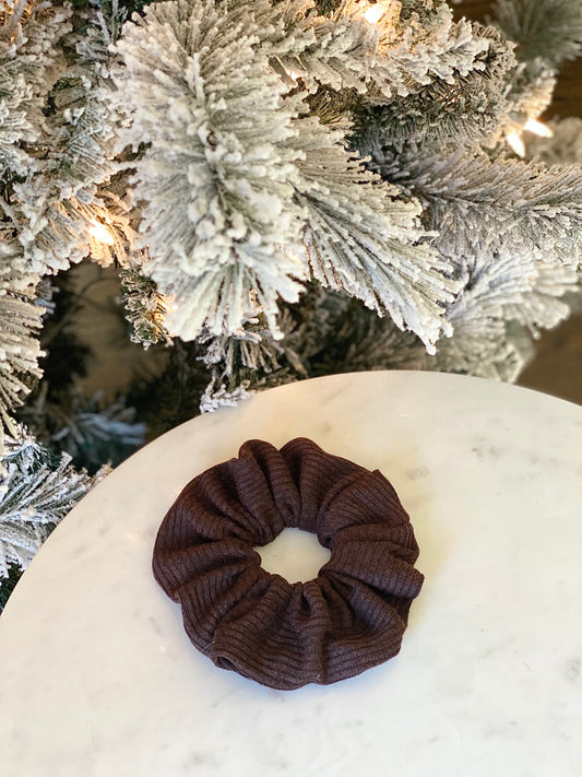 Dark Brown Ribbed Scrunchie