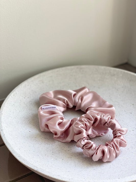 Blush Satin Scrunchie Duo