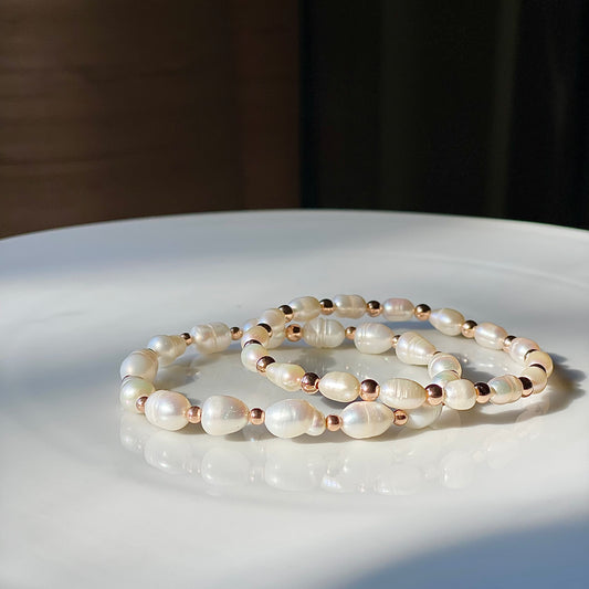 Pearl + Rose Gold Bracelet