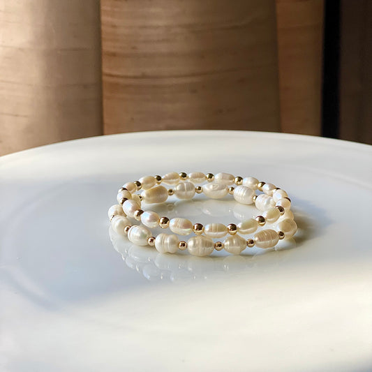Pearl + Gold Bracelet