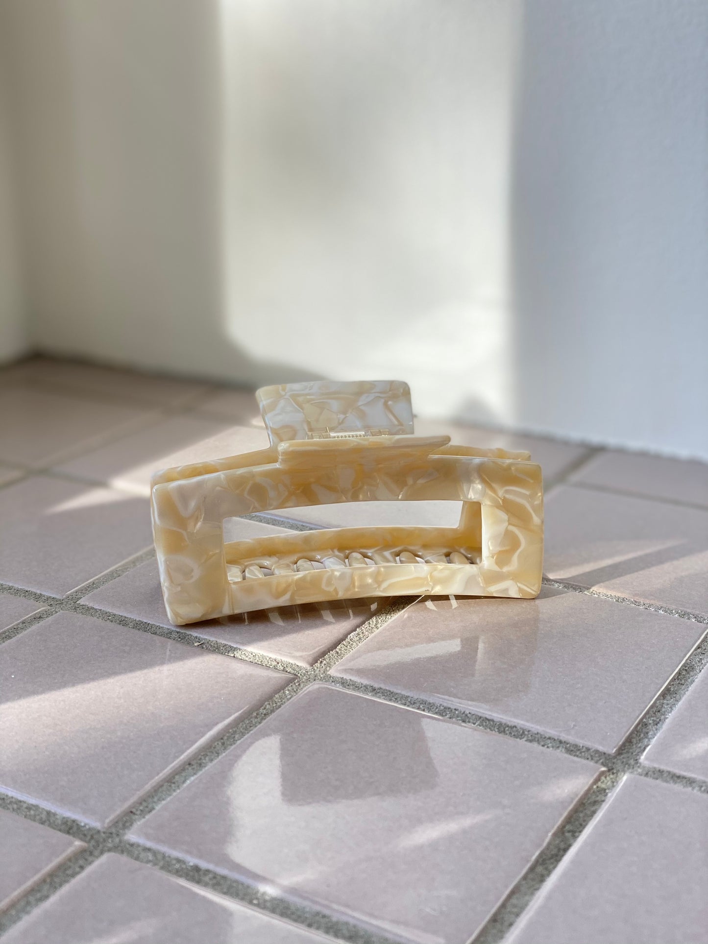 Large Cream Rectangle Claw Clip