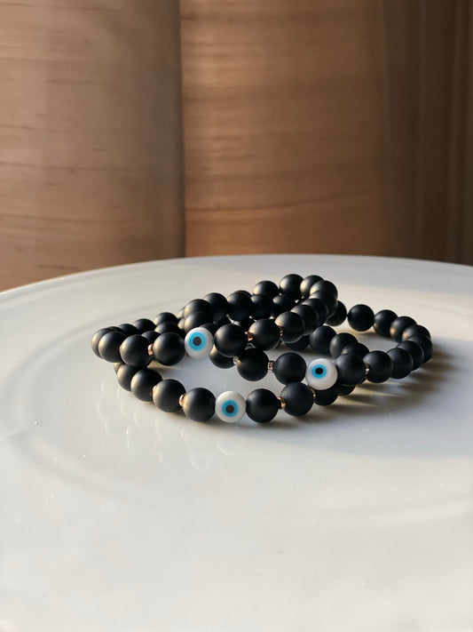 Matte Black Evil Eye Bracelet